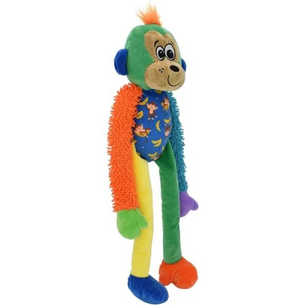 Multicrew Monkey Plush Dog Toy, Six Squeakers, 18